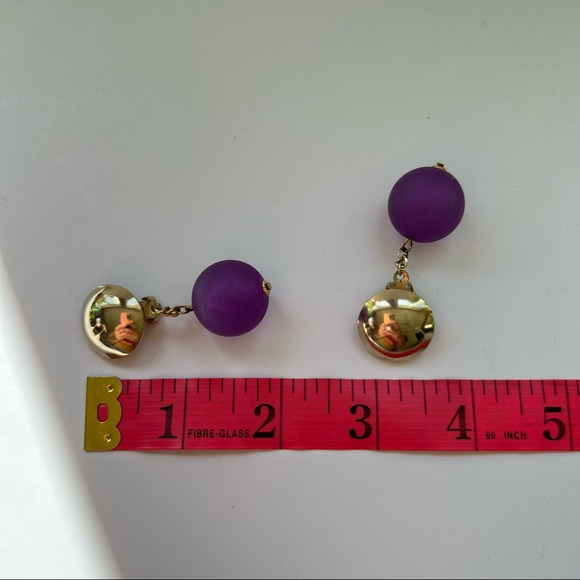 Vintage Purple Dangle Earrings Clip Ons - Picture 2 of 5